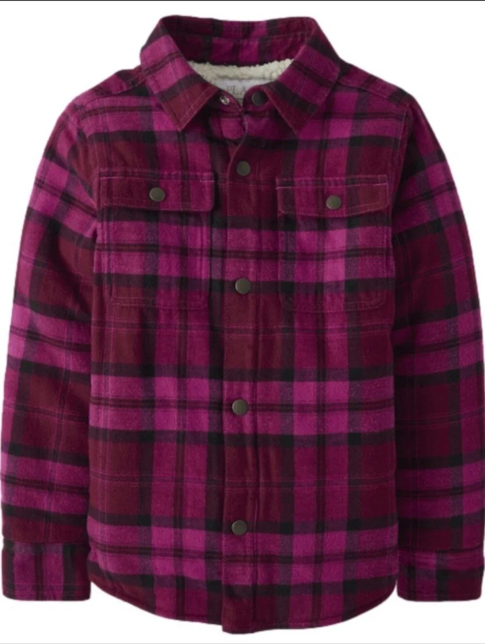The Children's Place Girls Plaid Sherpa-Lined Shacket